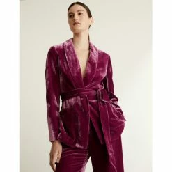 JAEGER Velvet Belted Blazer With Silk Women Pink 10 JAEGER Velvet Belted Blazer With Silk Women Pink -JAEGER Shop unnamed file 1179