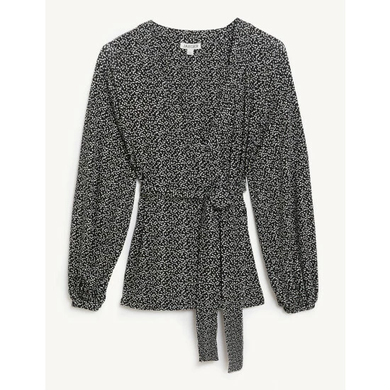 JAEGER Jersey Printed V-Neck Long Sleeve Top Women Black Mix 1 JAEGER Jersey Printed V-Neck Long Sleeve Top Women Black Mix