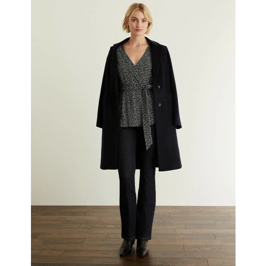 JAEGER Jersey Printed V-Neck Long Sleeve Top Women Black Mix 9 JAEGER Jersey Printed V-Neck Long Sleeve Top Women Black Mix - Image 9