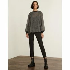 JAEGER Sheer Printed Relaxed Long Sleeve Top Women Black Mix 9 JAEGER Sheer Printed Relaxed Long Sleeve Top Women Black Mix -JAEGER Shop unnamed file 1194