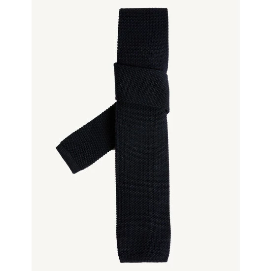 JAEGER Italian Silk And Wool Knitted Tie Men Dark Red 5 JAEGER Italian Silk And Wool Knitted Tie Men Dark Red - Image 5