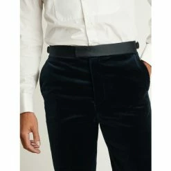 JAEGER Tailored Fit Italian Velvet Tuxedo Trousers Men Navy -JAEGER Shop unnamed file 1208