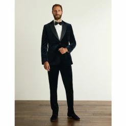 JAEGER Tailored Fit Italian Velvet Tuxedo Trousers Men Navy -JAEGER Shop unnamed file 1210