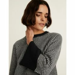 JAEGER Merino Wool Rich Dogtooth Jumper Women Black Mix -JAEGER Shop unnamed file 1230