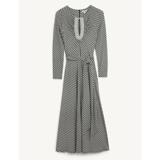 JAEGER Jersey Geometric Midi Skater Dress Women Black Mix 3 JAEGER Jersey Geometric Midi Skater Dress Women Black Mix - Image 3