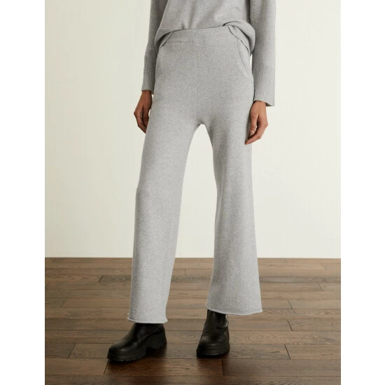 JAEGER Merino Wool Rich Trousers With Cashmere Women Grey Marl 2 JAEGER Merino Wool Rich Trousers With Cashmere Women Grey Marl - Image 2