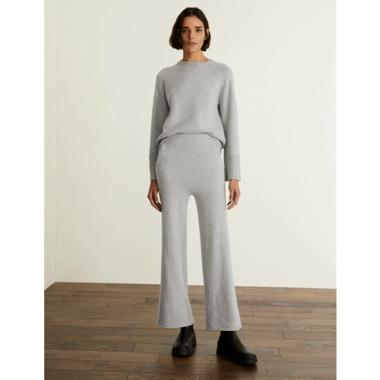 JAEGER Merino Wool Rich Trousers With Cashmere Women Grey Marl 3 JAEGER Merino Wool Rich Trousers With Cashmere Women Grey Marl - Image 3