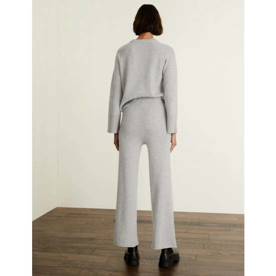 JAEGER Merino Wool Rich Trousers With Cashmere Women Grey Marl 5 JAEGER Merino Wool Rich Trousers With Cashmere Women Grey Marl - Image 5