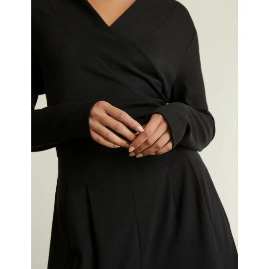 JAEGER Jersey Long Sleeve Wide Leg Jumpsuit Women Black 4 JAEGER Jersey Long Sleeve Wide Leg Jumpsuit Women Black - Image 4