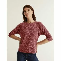 JAEGER Jersey Printed Slash Neck 3/4 Sleeve Top Women Red Mix 13 JAEGER Jersey Printed Slash Neck 3/4 Sleeve Top Women Red Mix -JAEGER Shop unnamed file 1256