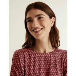 JAEGER Jersey Printed Slash Neck 3/4 Sleeve Top Women Red Mix 14 JAEGER Jersey Printed Slash Neck 3/4 Sleeve Top Women Red Mix -JAEGER Shop unnamed file 1257