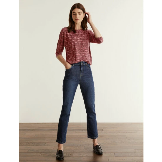 JAEGER Jersey Printed Slash Neck 3/4 Sleeve Top Women Red Mix 8 JAEGER Jersey Printed Slash Neck 3/4 Sleeve Top Women Red Mix - Image 8