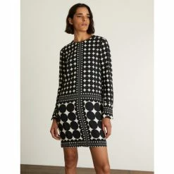 JAEGER Geometric Round Neck Shift Dress Women Black Mix 16 JAEGER Geometric Round Neck Shift Dress Women Black Mix -JAEGER Shop unnamed file 126