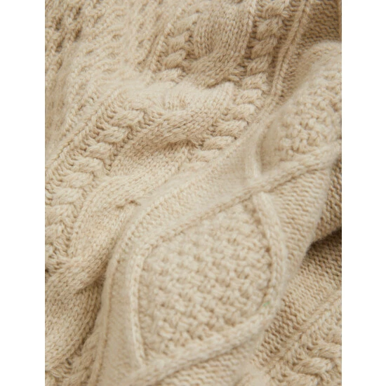 JAEGER Pure Wool Cable Knit V-Neck Cardigan Women Ivory 2 JAEGER Pure Wool Cable Knit V-Neck Cardigan Women Ivory - Image 2