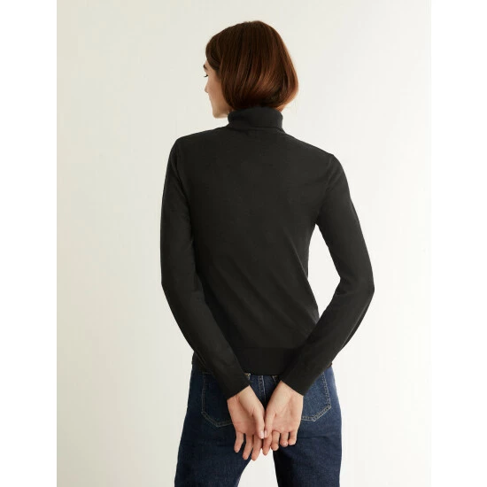 JAEGER Pure Cashmere Roll Neck Relaxed Jumper Women Black 4 JAEGER Pure Cashmere Roll Neck Relaxed Jumper Women Black - Image 4