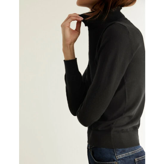 JAEGER Pure Cashmere Roll Neck Relaxed Jumper Women Black 8 JAEGER Pure Cashmere Roll Neck Relaxed Jumper Women Black - Image 8