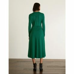 JAEGER V-Neck Tie Front Midi Tea Dress Women Emerald 11 JAEGER V-Neck Tie Front Midi Tea Dress Women Emerald -JAEGER Shop unnamed file 1275
