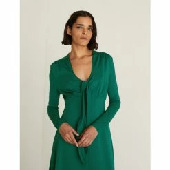 JAEGER V-Neck Tie Front Midi Tea Dress Women Emerald 13 JAEGER V-Neck Tie Front Midi Tea Dress Women Emerald -JAEGER Shop unnamed file 1277