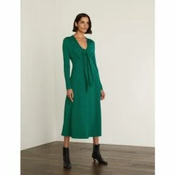 JAEGER V-Neck Tie Front Midi Tea Dress Women Emerald 15 JAEGER V-Neck Tie Front Midi Tea Dress Women Emerald -JAEGER Shop unnamed file 1279