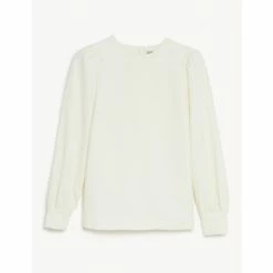 JAEGER Shop 21 JAEGER Crepe Round Neck Long Sleeve Top Women Green