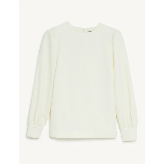 JAEGER Crepe Round Neck Long Sleeve Top Women Green 1 JAEGER Crepe Round Neck Long Sleeve Top Women Green