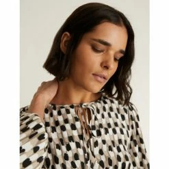 JAEGER Pure Silk Printed Tie Neck Tea Dress Women Multi/neutral 14 JAEGER Pure Silk Printed Tie Neck Tea Dress Women Multi/neutral -JAEGER Shop unnamed file 1286