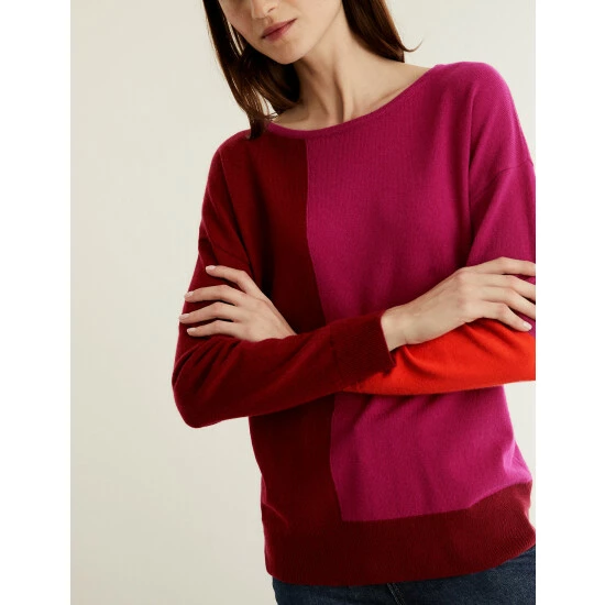 JAEGER Wool Rich Colour Block Jumper With Cashmere Women Red Mix 7 JAEGER Wool Rich Colour Block Jumper With Cashmere Women Red Mix - Image 7