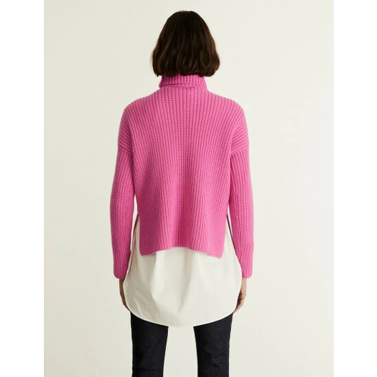 JAEGER Pure Merino Wool Roll Neck Jumper Women Pink 5 JAEGER Pure Merino Wool Roll Neck Jumper Women Pink - Image 5