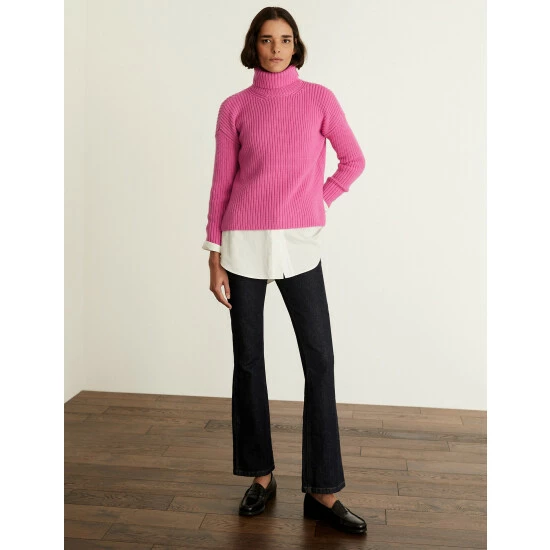 JAEGER Pure Merino Wool Roll Neck Jumper Women Pink 7 JAEGER Pure Merino Wool Roll Neck Jumper Women Pink - Image 7