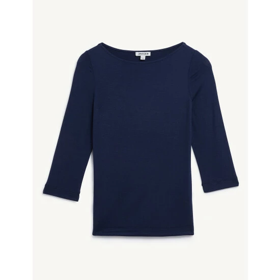 JAEGER Slash Neck 3/4 Sleeve Top Women Green 1 JAEGER Slash Neck 3/4 Sleeve Top Women Green