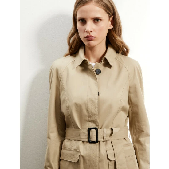 JAEGER Pure Cotton Belted Trench Coat Women Stone 2 JAEGER Pure Cotton Belted Trench Coat Women Stone - Image 2