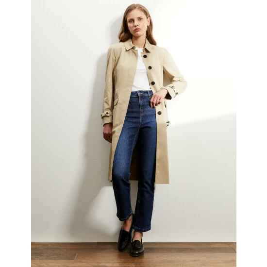 JAEGER Pure Cotton Belted Trench Coat Women Stone 7 JAEGER Pure Cotton Belted Trench Coat Women Stone - Image 7