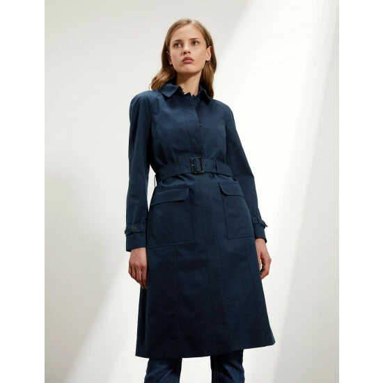 JAEGER Pure Cotton Belted Trench Coat Women Stone 8 JAEGER Pure Cotton Belted Trench Coat Women Stone - Image 8