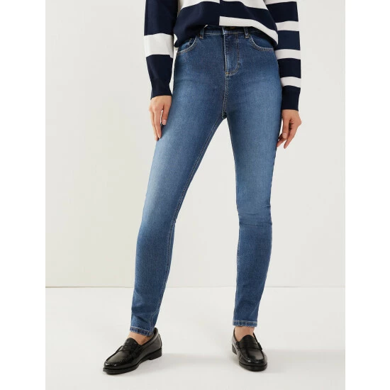 JAEGER High Waisted Skinny Jeans Women Dark Blue Denim 2 JAEGER High Waisted Skinny Jeans Women Dark Blue Denim - Image 2