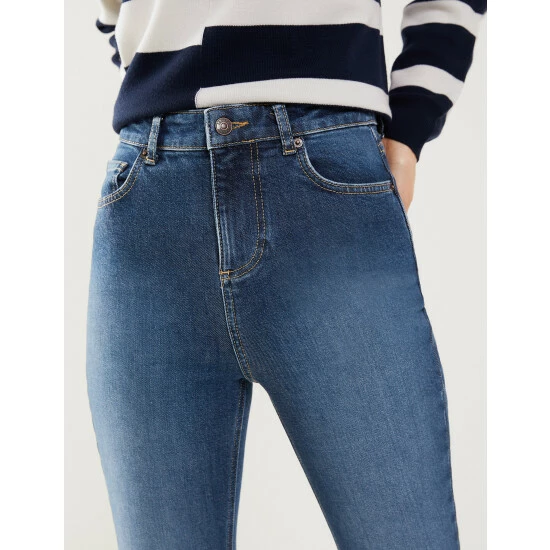 JAEGER High Waisted Skinny Jeans Women Dark Blue Denim 4 JAEGER High Waisted Skinny Jeans Women Dark Blue Denim - Image 4