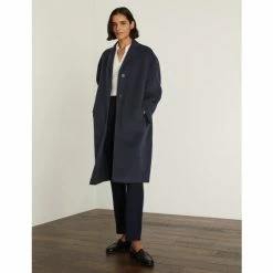 JAEGER Wool Rich Relaxed Double Faced Coat Women Navy 10 JAEGER Wool Rich Relaxed Double Faced Coat Women Navy -JAEGER Shop unnamed file 1358