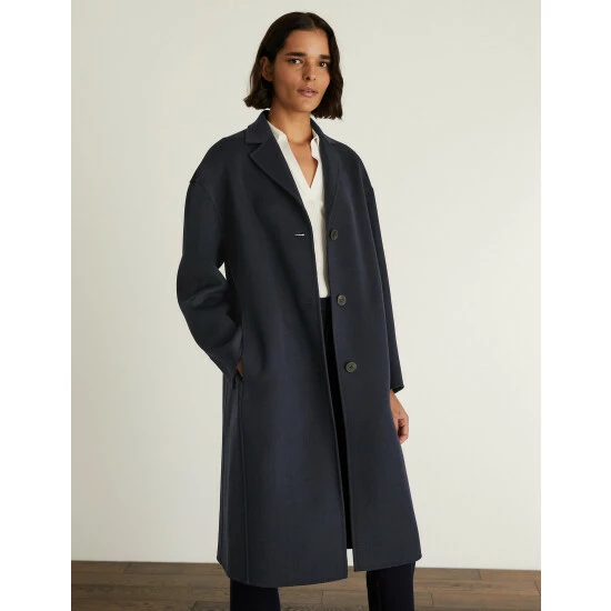JAEGER Wool Rich Relaxed Double Faced Coat Women Navy 6 JAEGER Wool Rich Relaxed Double Faced Coat Women Navy - Image 6