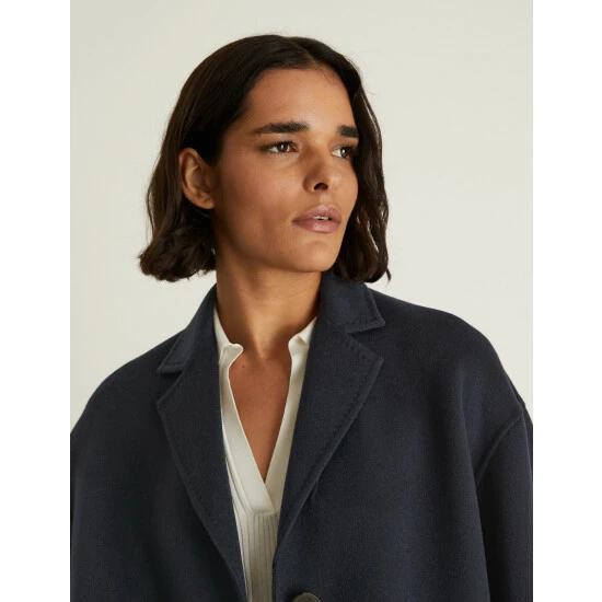 JAEGER Wool Rich Relaxed Double Faced Coat Women Navy 7 JAEGER Wool Rich Relaxed Double Faced Coat Women Navy - Image 7