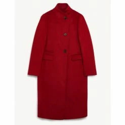 JAEGER Shop 39 JAEGER Pure Wool Funnel Neck Coat Women Dark Camel