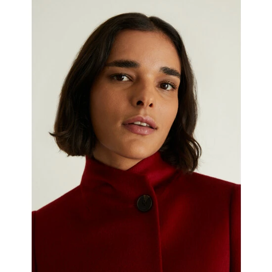 JAEGER Pure Wool Funnel Neck Coat Women Dark Camel 7 JAEGER Pure Wool Funnel Neck Coat Women Dark Camel - Image 7