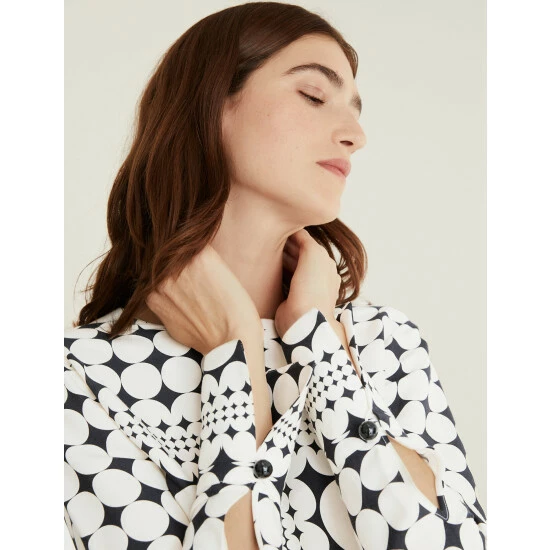 JAEGER Geometric Long Sleeve Top Women Ivory/black 6 JAEGER Geometric Long Sleeve Top Women Ivory/black - Image 6