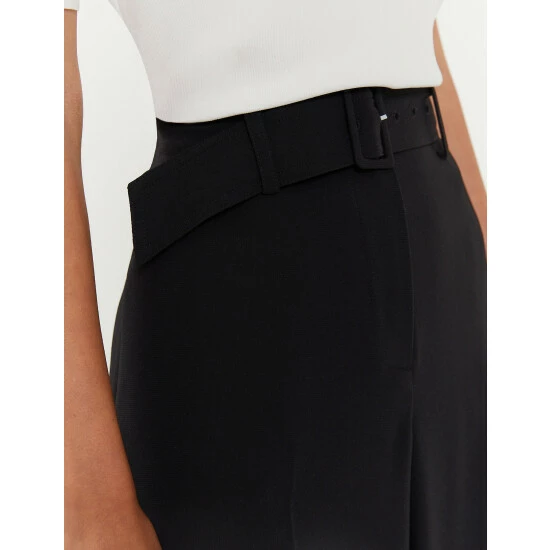 JAEGER Crepe Belted Wide Leg Trousers Women Black 7 JAEGER Crepe Belted Wide Leg Trousers Women Black - Image 7