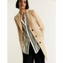 JAEGER Pure Wool Boyfriend Coat Women Purple