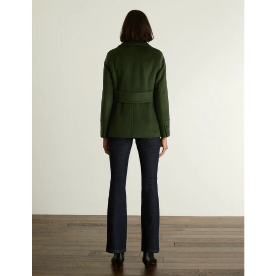 JAEGER Pure Wool Double Breasted Short Pea Coat Women Olive 4 JAEGER Pure Wool Double Breasted Short Pea Coat Women Olive - Image 4