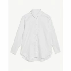 JAEGER Pure Cotton Oversized Long Sleeve Shirt Women White