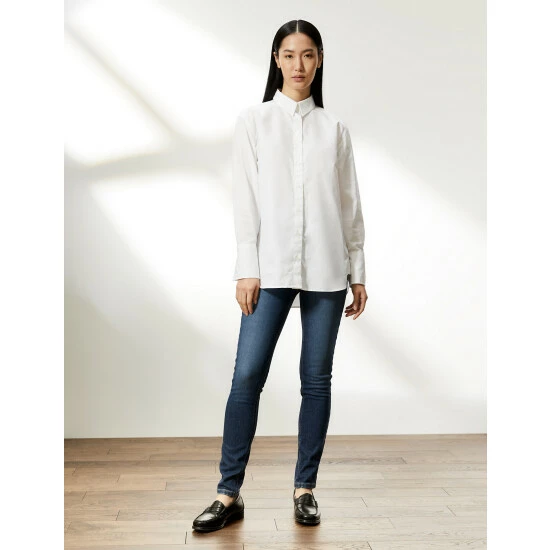 JAEGER Pure Cotton Oversized Long Sleeve Shirt Women White 2 JAEGER Pure Cotton Oversized Long Sleeve Shirt Women White - Image 2