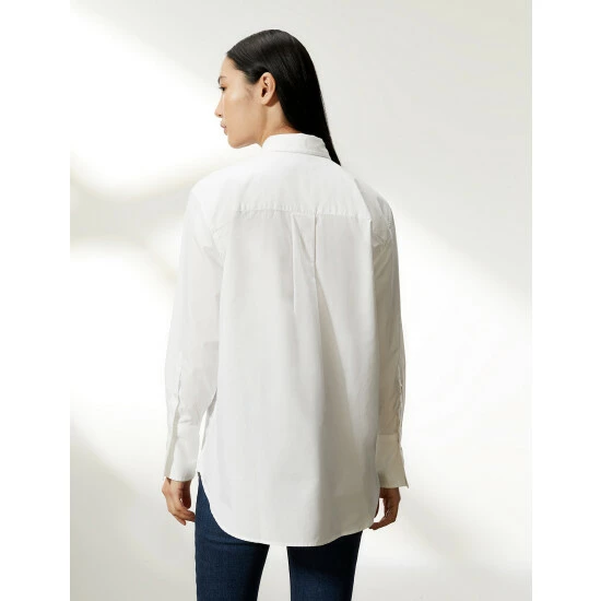 JAEGER Pure Cotton Oversized Long Sleeve Shirt Women White 5 JAEGER Pure Cotton Oversized Long Sleeve Shirt Women White - Image 5