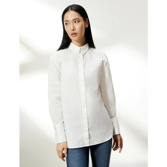 JAEGER Pure Cotton Oversized Long Sleeve Shirt Women White 7 JAEGER Pure Cotton Oversized Long Sleeve Shirt Women White - Image 7