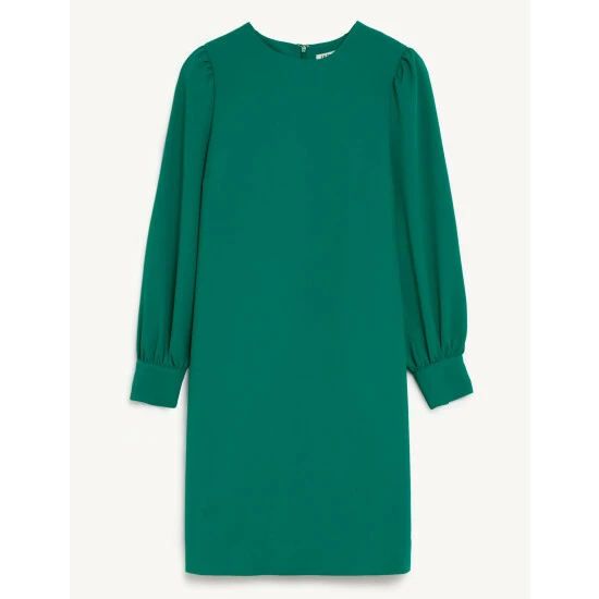 JAEGER Crepe Round Neck Shift Dress Women Green 1 JAEGER Crepe Round Neck Shift Dress Women Green