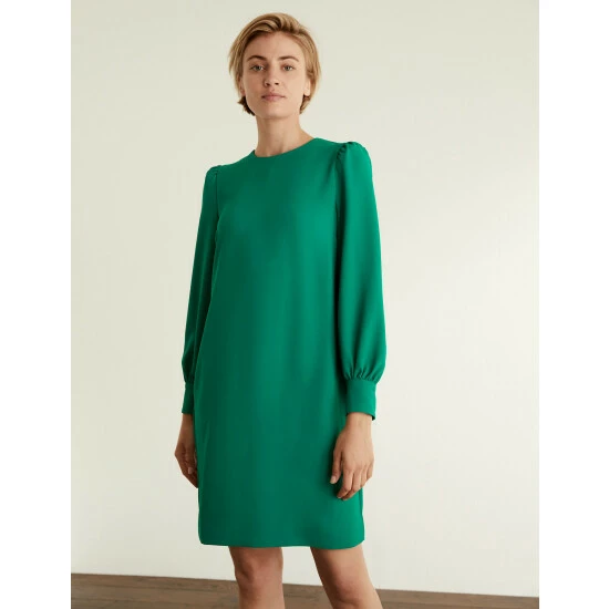 JAEGER Crepe Round Neck Shift Dress Women Green 7 JAEGER Crepe Round Neck Shift Dress Women Green - Image 7